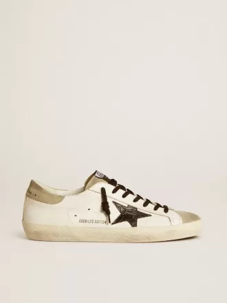 Super-Star LTD para hombre con estrella de piel negra con estampado de cocodrilo e inserciones de ante Super-Star LTD para hombre con estrella de piel negra con estampado de cocodrilo e inserciones de ante