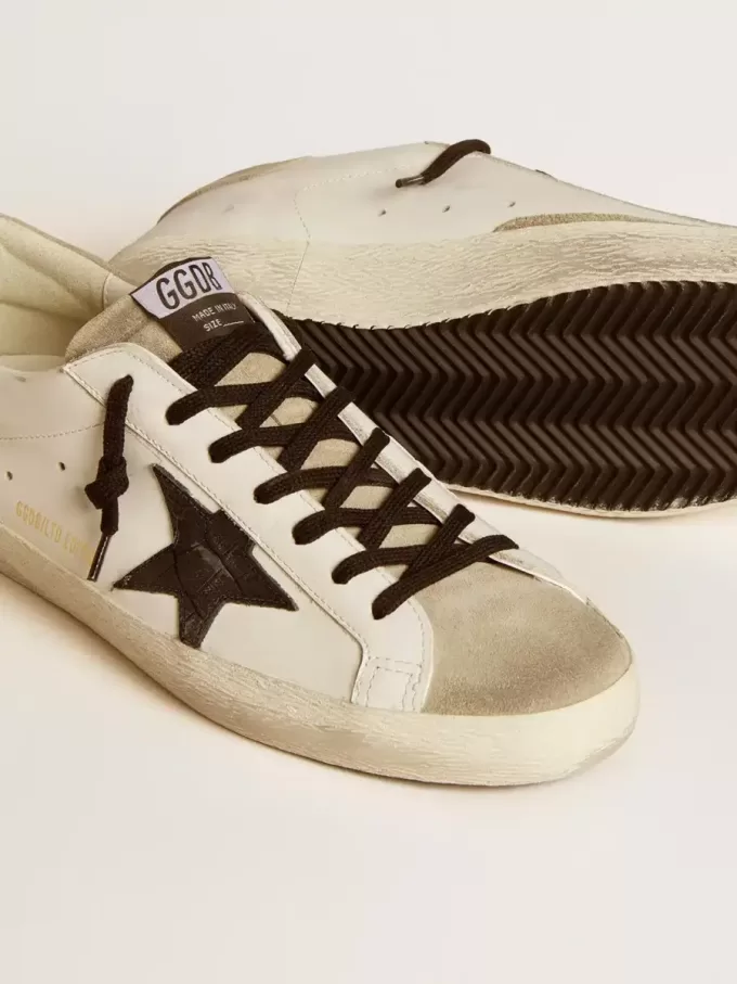Super-Star LTD para hombre con estrella de piel negra con estampado de cocodrilo e inserciones de ante