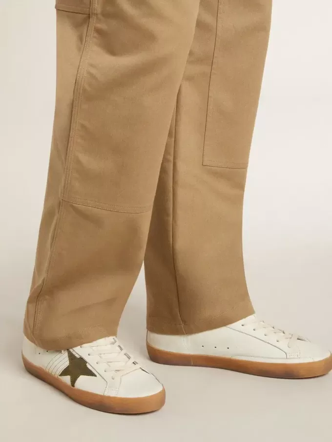 Super-Star LTD para hombre con estrella y lengüeta en el talón de nubuck verde militar