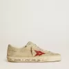 Super-Star LTD para hombre en ante gris con estrella de cuero rojo