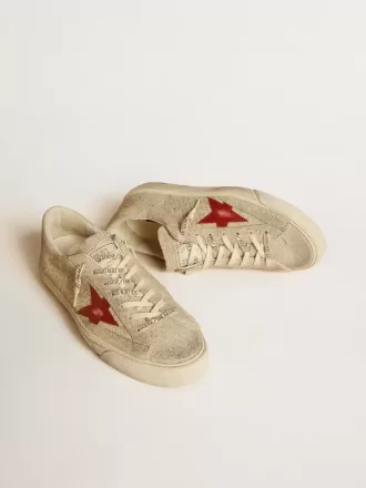 Super-Star LTD para hombre en ante gris con estrella de cuero rojo Super-Star LTD para hombre en ante gris con estrella de cuero rojo
