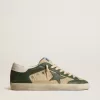 Super-Star LTD para hombre en malla color crema y napa verde con estrella de napa