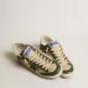 Super-Star LTD para hombre en malla color crema y napa verde con estrella de napa