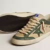 Super-Star LTD para hombre en malla color crema y napa verde con estrella de napa