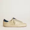 Super-Star LTD para hombre en nubuck con estrella de cuero blanco y lengüeta azul en el talón