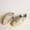 Super-Star LTD para hombre en nubuck con estrella de cuero blanco y lengüeta azul en el talón