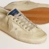 Super-Star LTD para hombre en nubuck con estrella de cuero blanco y lengüeta azul en el talón