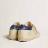 Super-Star LTD para hombre en nubuck con estrella de cuero blanco y lengüeta azul en el talón