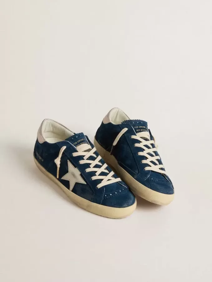 Super-Star LTD para mujer en ante azul con estrella blanca Super-Star LTD para mujer en ante azul con estrella blanca