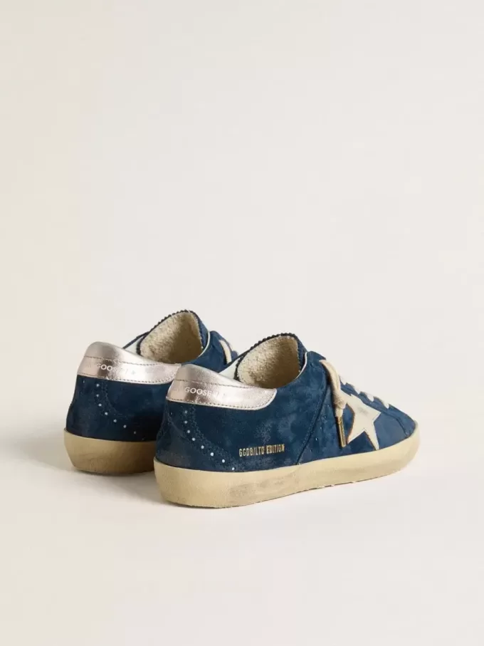 Super-Star LTD para mujer en ante azul con estrella blanca Super-Star LTD para mujer en ante azul con estrella blanca