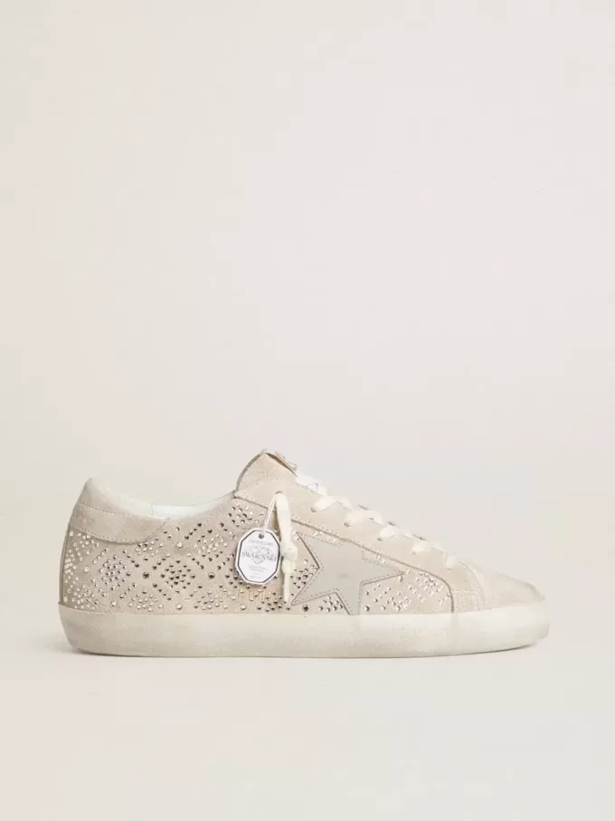 Super-Star LTD para mujer en ante con cristales Swarovski y estrella de cuero gris hielo Super-Star LTD para mujer en ante con cristales Swarovski y estrella de cuero gris hielo