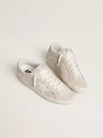 Super-Star LTD para mujer en ante con cristales Swarovski y estrella de cuero gris hielo Super-Star LTD para mujer en ante con cristales Swarovski y estrella de cuero gris hielo