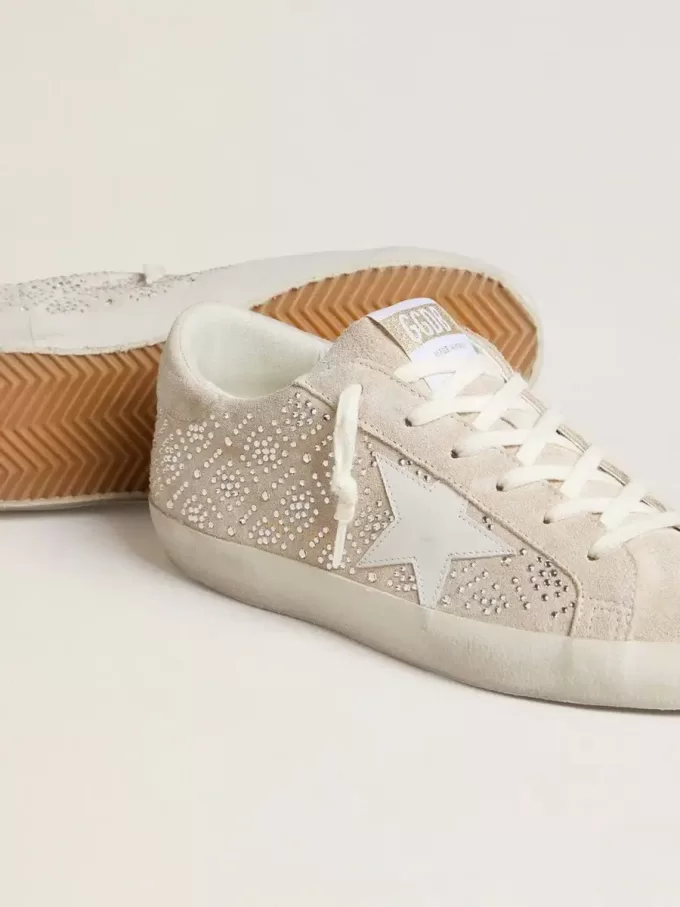 Super-Star LTD para mujer en ante con cristales Swarovski y estrella de cuero gris hielo Super-Star LTD para mujer en ante con cristales Swarovski y estrella de cuero gris hielo