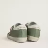 Super-Star LTD para mujer en nubuck verde con estrella y lengüeta en el talón de cuero blanco Super-Star LTD para mujer en nubuck verde con estrella y lengüeta en el talón de cuero blanco