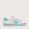 Super-Star LTD para mujer en piel blanca con estrella y lengüeta del talón en piel azul claro Super-Star LTD para mujer en piel blanca con estrella y lengüeta del talón en piel azul claro