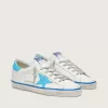 Super-Star LTD para mujer en piel blanca con estrella y lengüeta del talón en piel azul claro Super-Star LTD para mujer en piel blanca con estrella y lengüeta del talón en piel azul claro