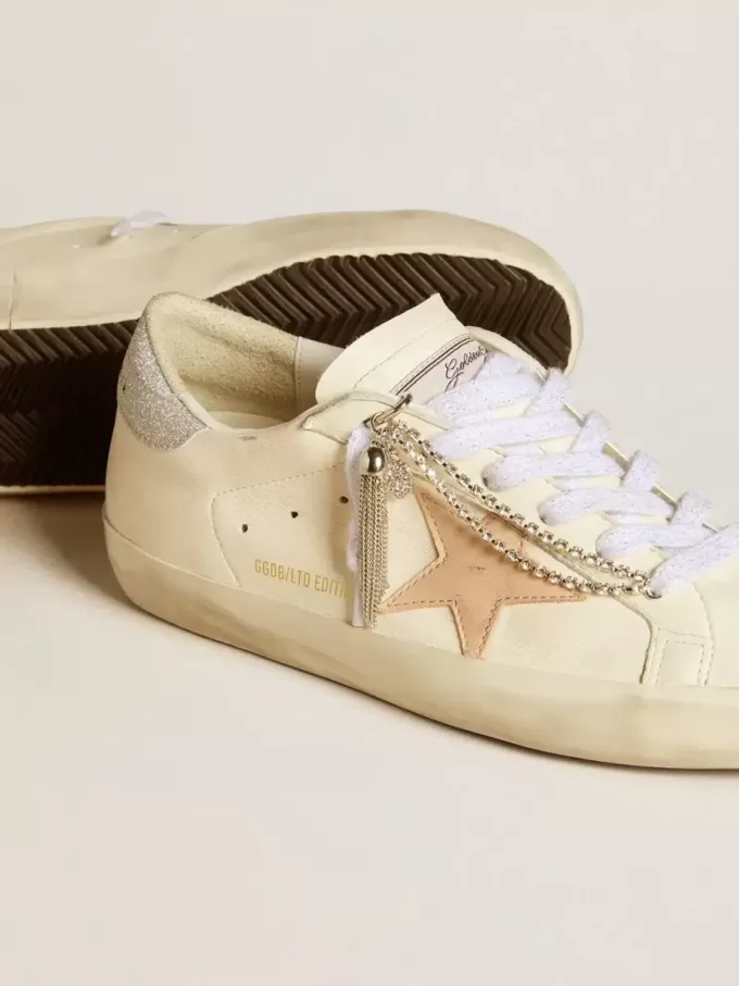Super-Star LTD para mujer en piel napa con estrella de piel nude y talón con purpurina Super-Star LTD para mujer en piel napa con estrella de piel nude y talón con purpurina