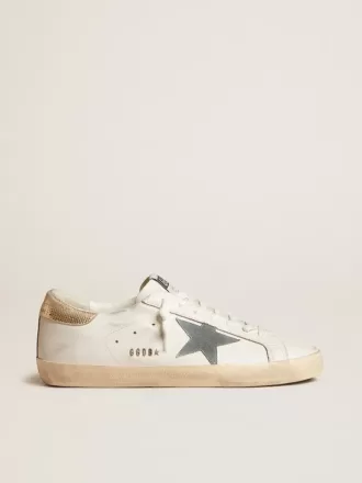 Super-Star para hombre con estrella de ante y lengüeta del talón de piel con estampado de serpiente platino Super-Star para hombre con estrella de ante y lengüeta del talón de piel con estampado de serpiente platino