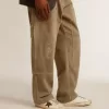 Super-Star para hombre con estrella de lona y lengüeta del talón de cuero marrón oscuro