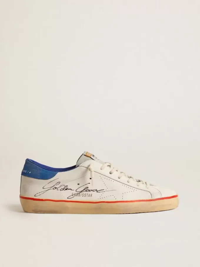 Super-Star para hombre con estrella perforada y lengüeta trasera de ante azul Super-Star para hombre con estrella perforada y lengüeta trasera de ante azul