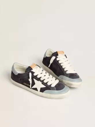 Super-Star para hombre en ante azul medianoche con estrella de cuero blanco y lengüeta del talón de cuero azul claro Super-Star para hombre en ante azul medianoche con estrella de cuero blanco y lengüeta del talón de cuero azul claro