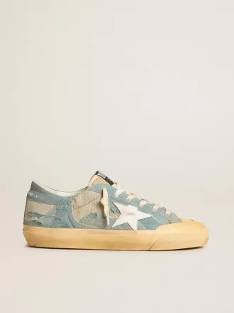 Super-Star para hombre en malla azul claro y nailon con estrella de cuero blanco Super-Star para hombre en malla azul claro y nailon con estrella de cuero blanco