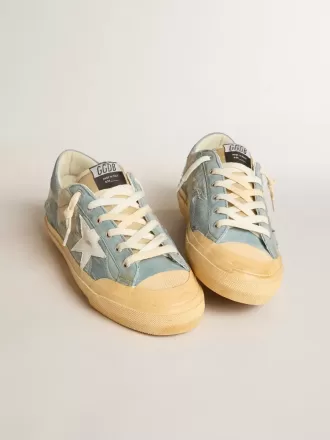 Super-Star para hombre en malla azul claro y nailon con estrella de cuero blanco Super-Star para hombre en malla azul claro y nailon con estrella de cuero blanco