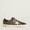 Super-Star para hombre en napa negra con tachuelas y estrella de cuero blanco