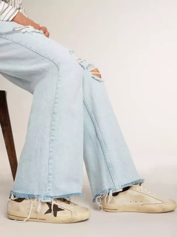 Super-Star para hombre en piel con estrella de denim negro y lengüeta del talón en piel negra Super-Star para hombre en piel con estrella de denim negro y lengüeta del talón en piel negra