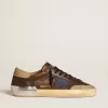 Super-Star para hombre en piel con estrella de piel azul y lengüeta del talón en nubuck beige Super-Star para hombre en piel con estrella de piel azul y lengüeta del talón en nubuck beige
