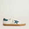 Super-Star para hombre en piel con estrella y lengüeta del talón en ante azul petróleo Super-Star para hombre en piel con estrella y lengüeta del talón en ante azul petróleo