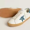 Super-Star para hombre en piel con estrella y lengüeta del talón en ante azul petróleo Super-Star para hombre en piel con estrella y lengüeta del talón en ante azul petróleo