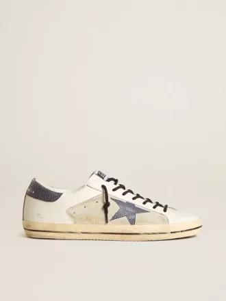 Super-Star para hombre en piel y ante con estrella de piel azul con estampado de lagarto
