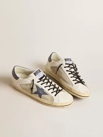 Super-Star para hombre en piel y ante con estrella de piel azul con estampado de lagarto