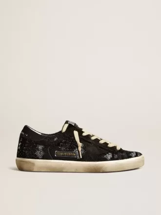 Super-Star para hombre en terciopelo negro y ante con estrella de ante negro