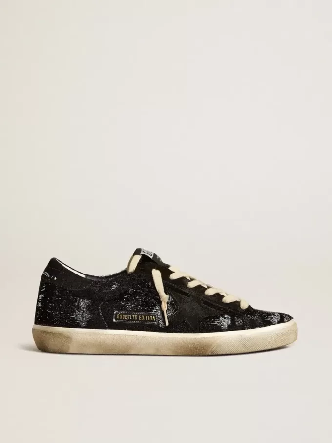 Super-Star para hombre en terciopelo negro y ante con estrella de ante negro Super-Star para hombre en terciopelo negro y ante con estrella de ante negro