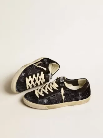 Super-Star para hombre en terciopelo negro y ante con estrella de ante negro