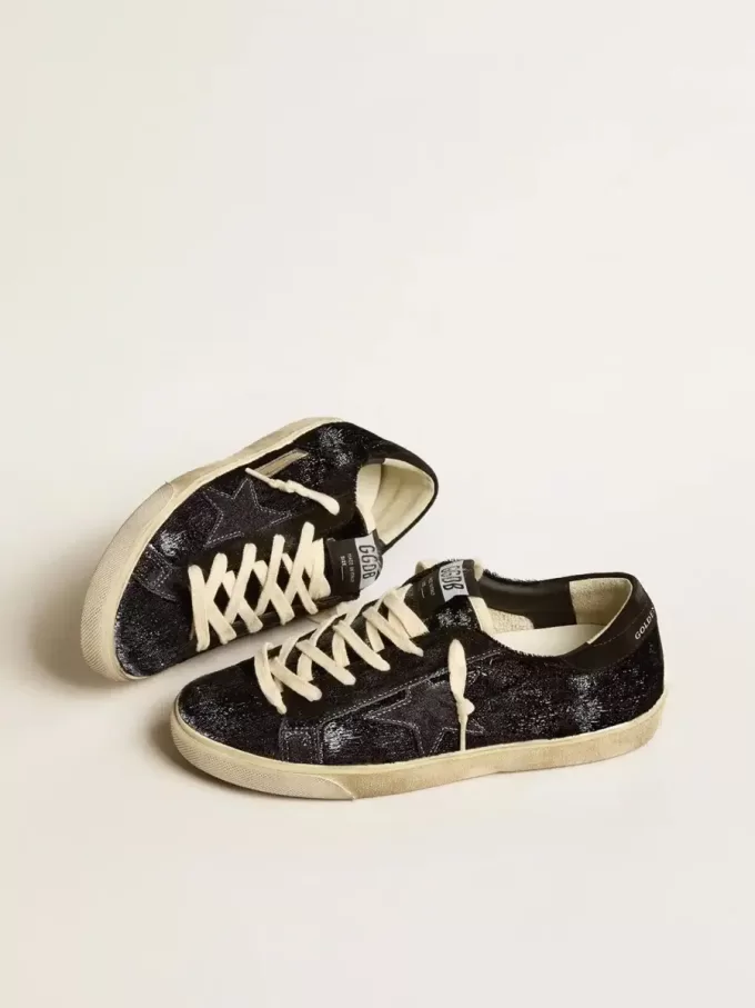 Super-Star para hombre en terciopelo negro y ante con estrella de ante negro Super-Star para hombre en terciopelo negro y ante con estrella de ante negro