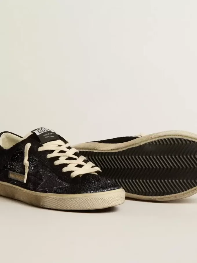 Super-Star para hombre en terciopelo negro y ante con estrella de ante negro Super-Star para hombre en terciopelo negro y ante con estrella de ante negro