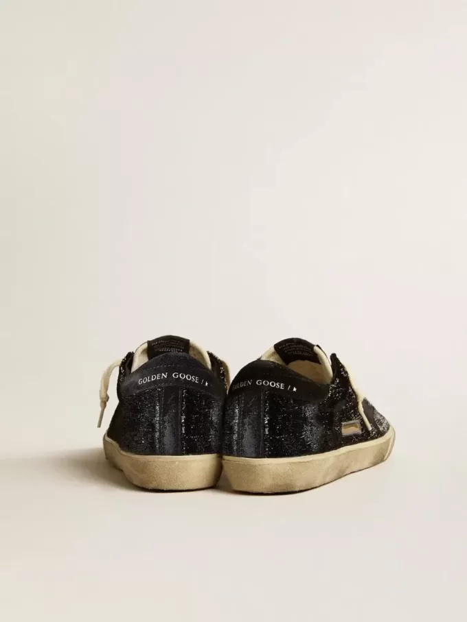 Super-Star para hombre en terciopelo negro y ante con estrella de ante negro Super-Star para hombre en terciopelo negro y ante con estrella de ante negro