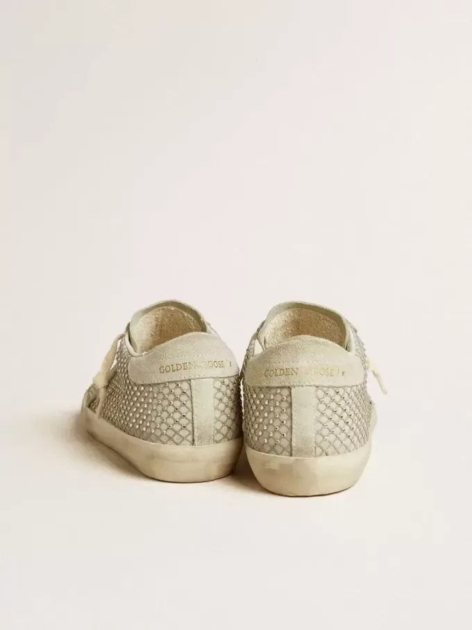 Super-Star para mujer con estrella de ante gris y malla de cristal Swarovski Super-Star para mujer con estrella de ante gris y malla de cristal Swarovski