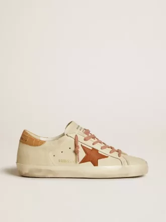 Super-Star para mujer con estrella de cuero y lengüeta del talón de cuero con estampado de cocodrilo