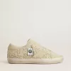 Super-Star para mujer en ante beige con perlas y cristales Swarovski Super-Star para mujer en ante beige con perlas y cristales Swarovski