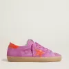 Super-Star para mujer en ante fucsia con estrella y lengüeta en el talón de cuero laminado naranja fluorescente Super-Star para mujer en ante fucsia con estrella y lengüeta en el talón de cuero laminado naranja fluorescente