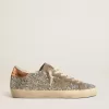 Super-Star para mujer en brillo platino con estrella de ante gris paloma Super-Star para mujer en brillo platino con estrella de ante gris paloma