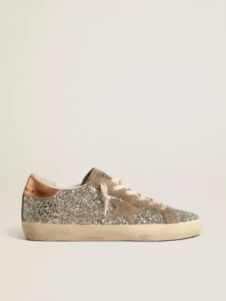 Super-Star para mujer en brillo platino con estrella de ante gris paloma