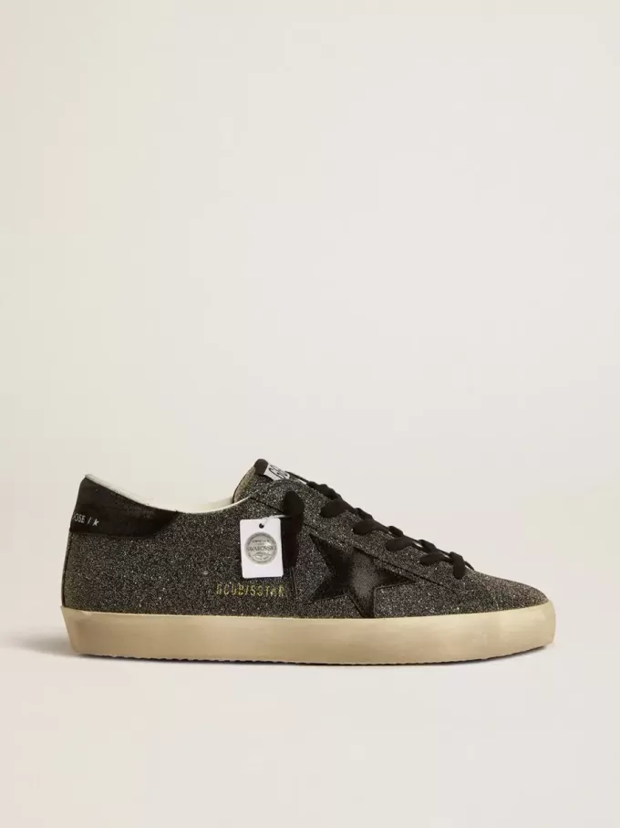 Super-Star para mujer en cristal Swarovski negro con estrella de ante negro Super-Star para mujer en cristal Swarovski negro con estrella de ante negro