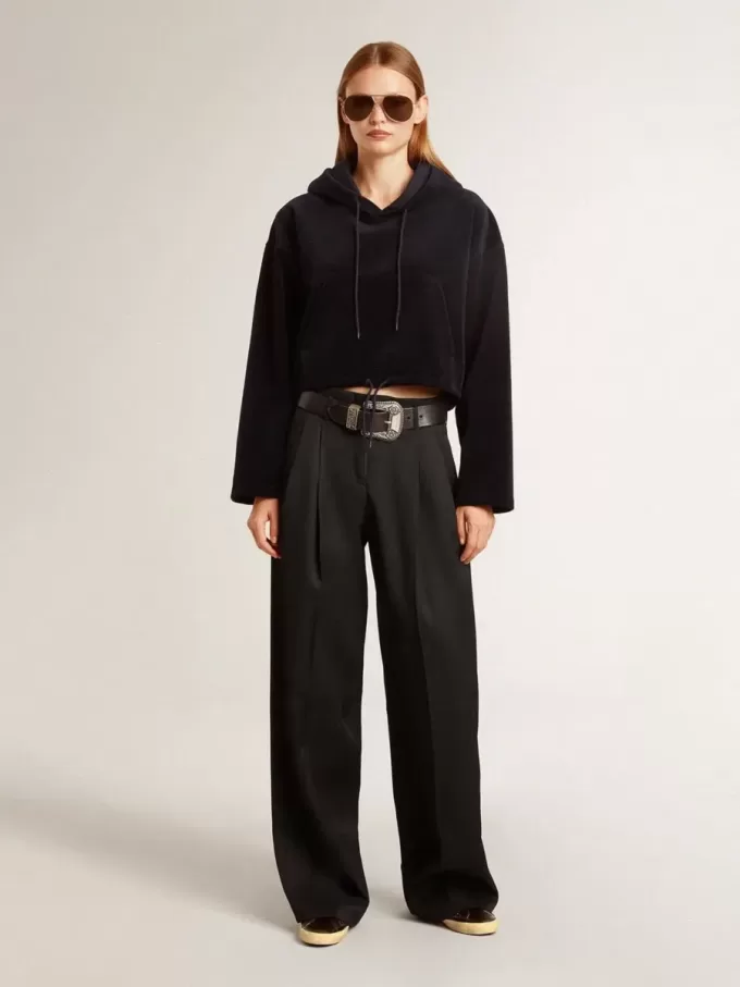 Super-Star para mujer en negro brillante con estrella de ante negro e inserciones de cuero Super-Star para mujer en negro brillante con estrella de ante negro e inserciones de cuero