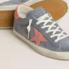 Super Star para mujer en nubuck azul con estrella y lengüeta en el talón de ante rosa Super Star para mujer en nubuck azul con estrella y lengüeta en el talón de ante rosa