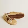 Super-Star para mujer en piel de potro beige con estrella y lengüeta del talón en ante marrón Super-Star para mujer en piel de potro beige con estrella y lengüeta del talón en ante marrón
